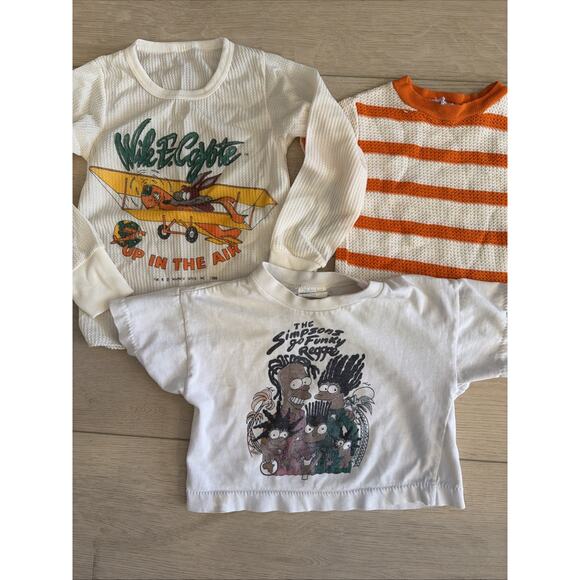 Vintage 80s-90s Boys Shirt Lot Wile Coyote The Simpsons Warner Bros